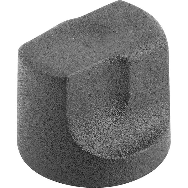 Kipp Grip Nut Size:2 D=M04 D1=20 H=18, 5, Form:K Thermoplastic, Black Ral7021, Comp:Brass K1126.204